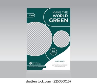 Make World Green, Save Green Environment Nature Flyer template ready for print