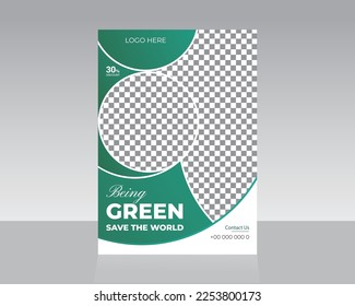 Preparar la plantilla de volante de la naturaleza verde del entorno verde para imprimir