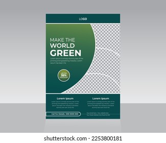 Make World Green, Save Green Environment Nature Flyer template ready for print