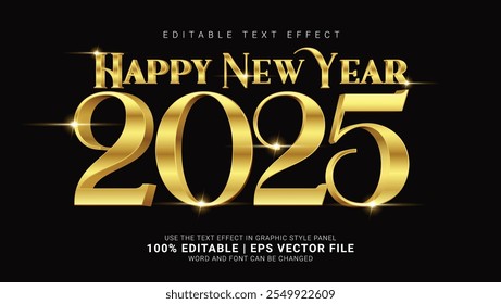 Make your 2025 New Year designs unforgettable with this luxurious 3D gold "Happy New Year" text effect. Perfect for greeting cards, party invitations, festive posters, social media posts, and more.