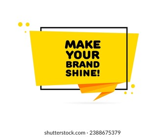 Make your brand shine sign. Flat, yellow, lightning sign, make your brand shine sign. Vector icon