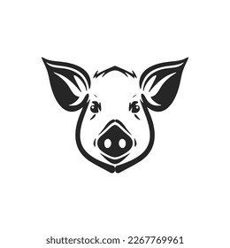 Make your brand stand out with an elegant black and white pig vector logo.