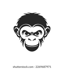 Haz que tu marca destaque con este elegante vector del logo de un mono blanco y negro.