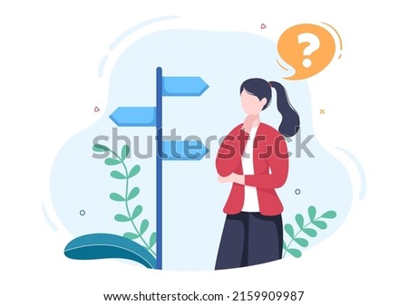 Make Your Choice or Choose the Right Success Road Illustration in Several Directions of Arrows, Yes or No, Door with a Question Mark Concept