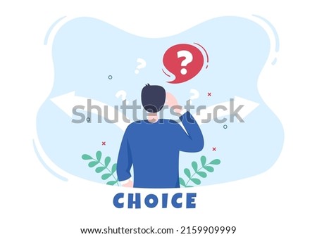 Make Your Choice or Choose the Right Success Road Illustration in Several Directions of Arrows, Yes or No, Door with a Question Mark Concept