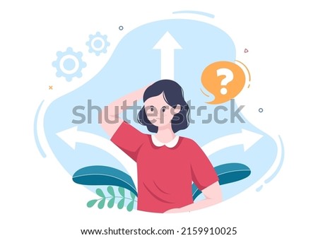 Make Your Choice or Choose the Right Success Road Illustration in Several Directions of Arrows, Yes or No, Door with a Question Mark Concept