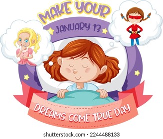 Make Your Dreams Come True Banner Design illustration