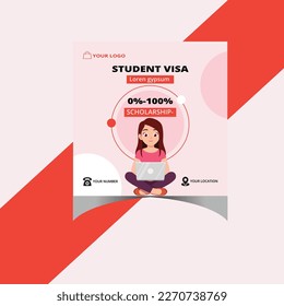 "Make Your Dreams a Reality: Apply for Your Student Visa Today" social media post design.