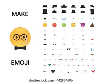 Make your emoji. Emoticon vector. Emoji vector. Smile icon set.  Emoticon icon web.