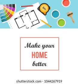 Make your home better poster in flat illustration style