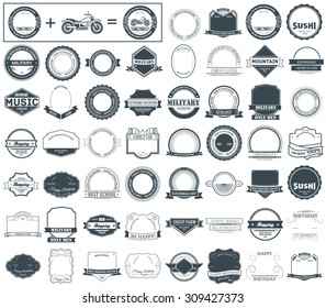 Make your labels or Logotypes concept set. Retro typography, badges, logos, borders, ribbons, emblem, stamp, and Objects. Vector design templates