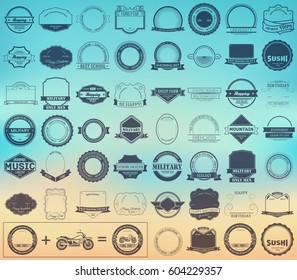 Make your labels or Logotypes concept collection set. Retro style typography, badges, frame, logos, borders, guaranteed, emblem, banners symbol stamp and Objects