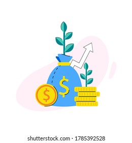 To Make Your Money Grow Positively. User Should Do An Investation For Better Value In Future. Vector Illustration About Finance