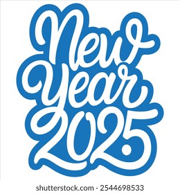 Haz que tus celebraciones del Nuevo Año 2025 destaquen con este diseño de caligrafía atrevido y elegante.