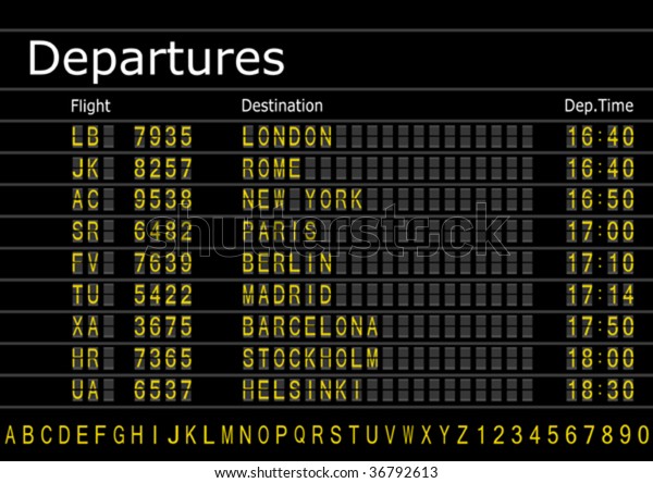 Make your own Airport Arrivals or\
Departures Board with spare text and numbers\
vector.