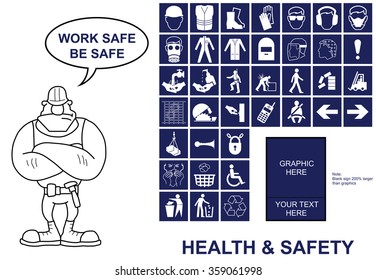 Make your own Health and Safety sign with copy space for provided graphics and your own text