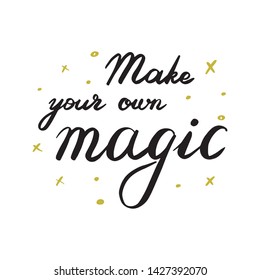 Make your own magic lettering. Hand drawn vector illustration on a white background with stars.