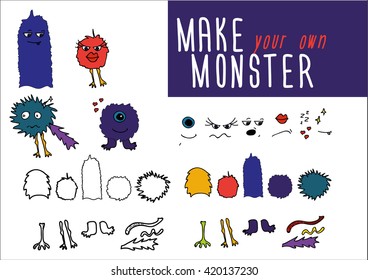 Make your own monster vector set