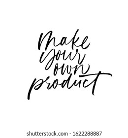 Make your own product modern brush calligraphy quote. Local and farm products, ink vector lettering. Zero waste handwritten calligraphy. Eco slogan isolated on white background. 