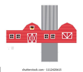 Make your own toy barn paper craft vector assembly model