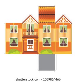 Make your own toy house paper craft vector assembly model