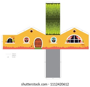 Make your own toy house paper craft vector assembly model