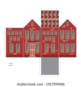 Make your own toy house paper craft vector assembly model