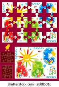 Make your own vector jigsaw puzzle kit - full page illustration, cutting guidelines, ready made pieces - or use as design elements ( for high res JPEG or TIFF see image 28885321 )
