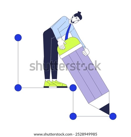 Make your own way 2D illustration concept. Successful business owner planning success cartoon character isolated on white. Startup entrepreneur. Create path metaphor abstract flat vector graphic