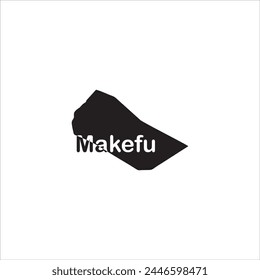 Mapa de Makefu Niue y diseño de letras negras sobre fondo blanco
