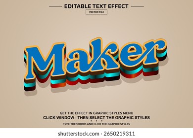 Maker 3D editable text effect template