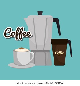 maker coffee cup fresh and hot graphic