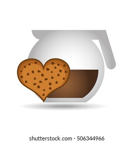 maker coffee heart cookie chip bakery icon design graphic vector illustration