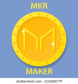 Maker Coin cryptocurrency blockchain icon. Virtual electronic, internet money or cryptocoin symbol, logo