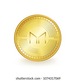 Maker Cryptocurrency Gold Coin Isolated