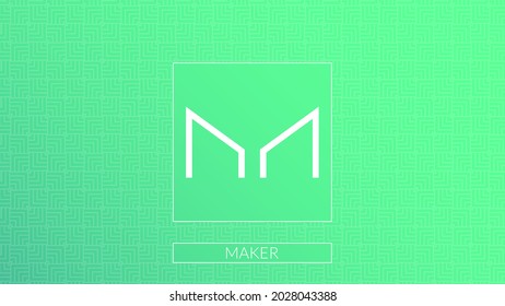 Maker cryptocurrency logo isolated on gradient pattern background.