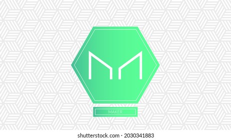 Maker cryptocurrency logo isolated on gradient pattern background.