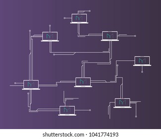 Maker cryptocurrency technology circuit theme background