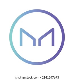 Icono de token de criptodivisa de Maker. símbolo MKR. Icono de vector criptodivisa. Ilustración de vector plano - Vector