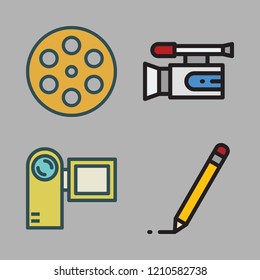 maker icon set. vector set about film, camcorder, video camera and edit icons set.