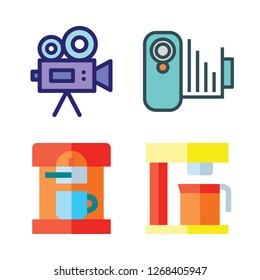 maker icon set. vector set about coffee maker, video camera and camcorder icons set.