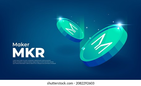 Maker (MKR) coin crypto currency themed banner. svg