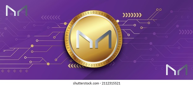 Maker MKR Crypto currency technology vector illustration banner. Can be used as background, backdrop, poster, cover and print design template.