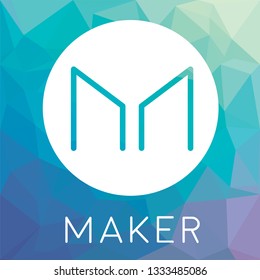 Maker (MKR) logo - decentralized blockchain cryptocurrency and smart contract platform.
