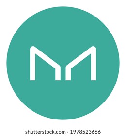 Maker MKR token symbol cryptocurrency logo, coin icon isolated on white background. Vector illustration.