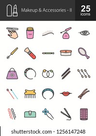 Makeup & Accessories Filled Line Icons