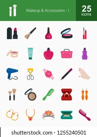 Makeup & Accessories Flat Icons