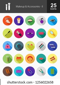 Makeup & Accessories Flat Long Shadow Icons