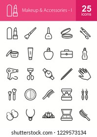 Makeup & Accessories Line Icons