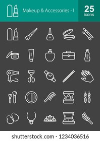 Makeup & Accessories Line Icons